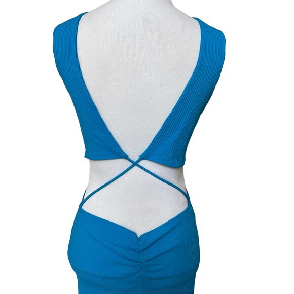 Line & Dot Revolve Willow Backless Midi Dress in Capri Blue SMALL NWT - Picture 7 of 9
